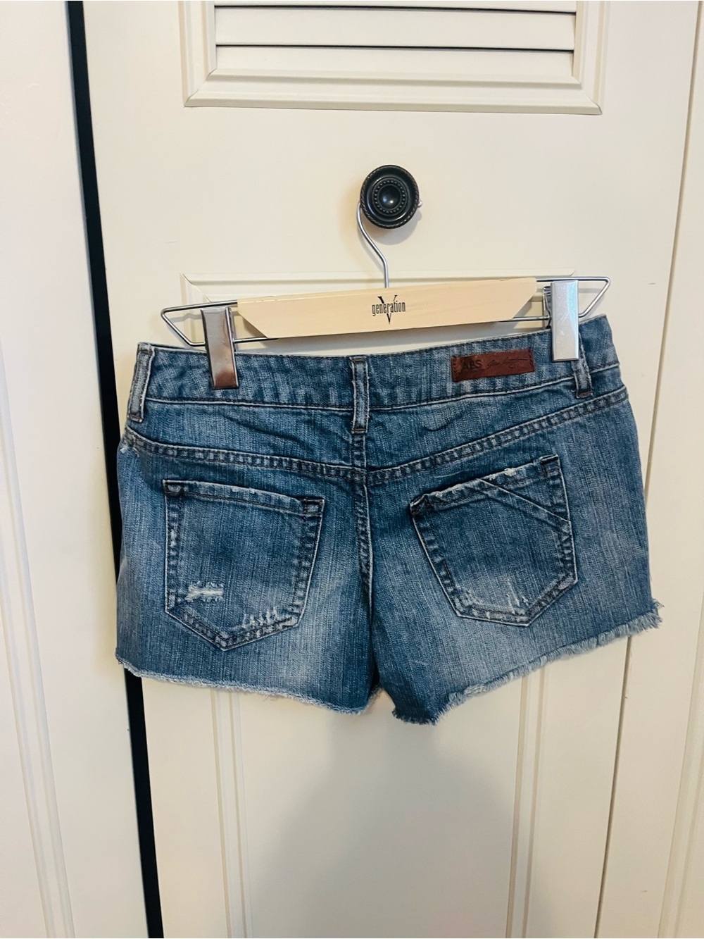 ABS Allen Schwartz Flag Print Distressed Jean Shorts - Blue/Red - Picture 2 of 2